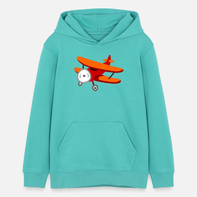 Avion biplan rouge - Sweat à capuche ado bio Stanley/Stella - bleu piscine
