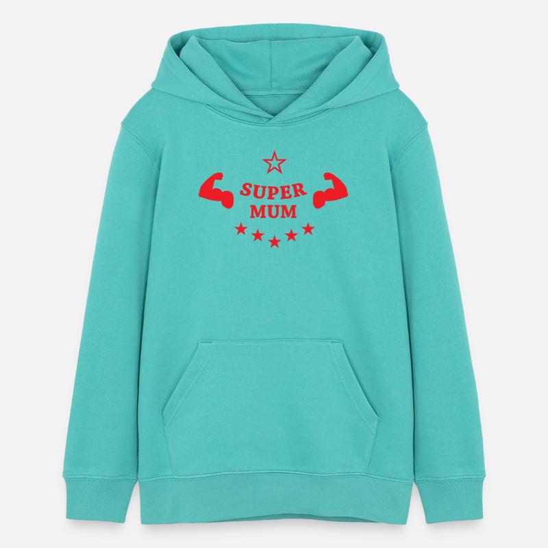 Super Maman - Sweat à capuche ado bio Stanley/Stella - bleu piscine