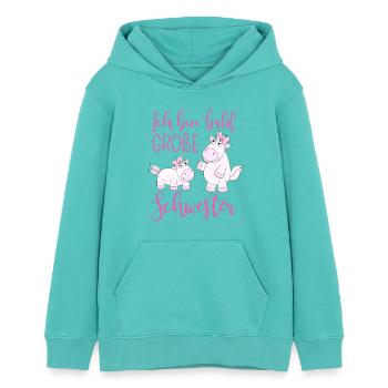 Ich bin bald große Schwester Einhorn - Teenager Organic Hoodie Mini Cruiser von Stanley/Stella - Poolblau - Vorne - AI Model Teenager Female light (150cm)