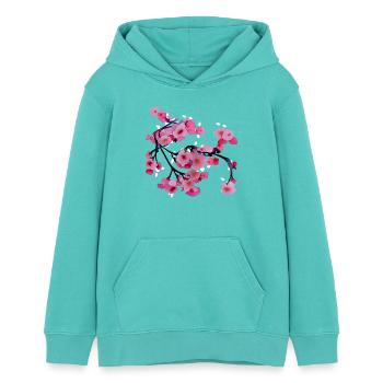 Kirschblüten Ast Japanische Kirschblüte sakura - Teenager Organic Hoodie Mini Cruiser von Stanley/Stella - Poolblau - Vorne - AI Model Teenager Female light (150cm)