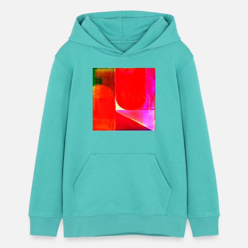 Géométrie du bloc de couleur néon - Sweat à capuche ado bio Stanley/Stella - bleu piscine