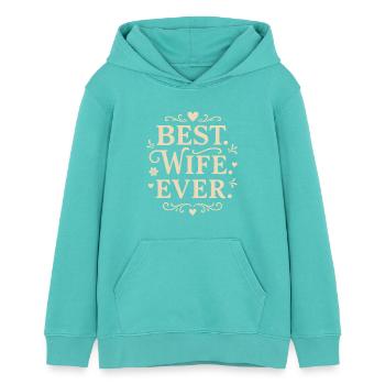Meilleure épouse jamais cadeau pour l’amour de la femme - Sweat à capuche ado bio Stanley/Stella - bleu piscine - Devant - AI Model Teenager Female light (150cm)