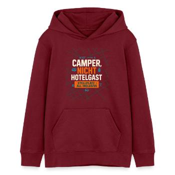 Camper not hotel guest, pitch fan - Teens Organic Hoodie by Stanley/Stella - burgundy - Front - AI Model Teenager Male dark (155cm)