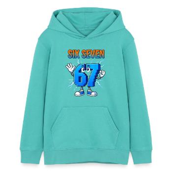 67 Gen Alpha Six Sieben Italienisch 6 7 Brainrot - Teenager Organic Hoodie Mini Cruiser von Stanley/Stella - Poolblau - Vorne - AI Model Teenager Female light (150cm)