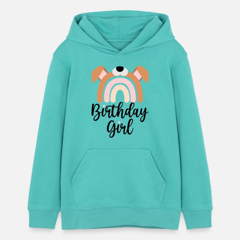 Chiot pastel arc-en-ciel - Sweat à capuche ado bio Stanley/Stella - bleu piscine