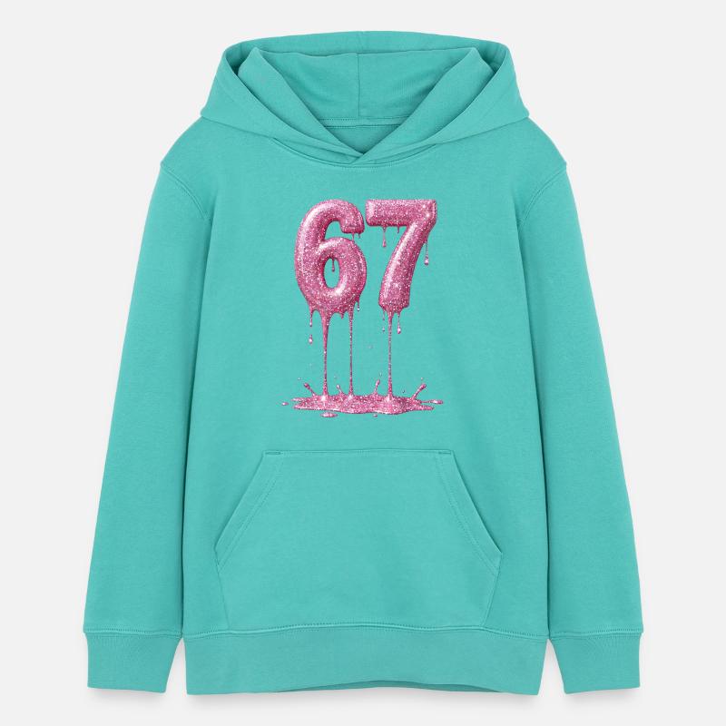67 Paillettes roses qui gouttent - Sweat à capuche ado bio Stanley/Stella - bleu piscine