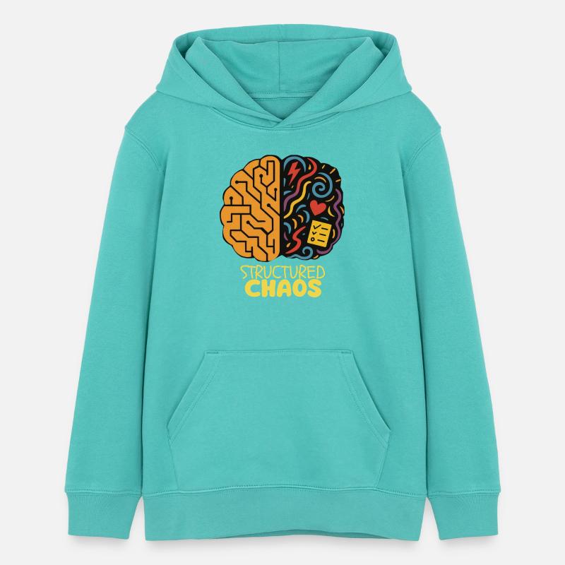Chaos Structuré - AuDHD - Sweat à capuche ado bio Stanley/Stella - bleu piscine