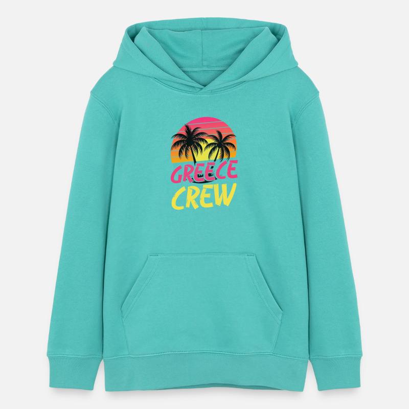 Équipage Grèce - Sweat à capuche ado bio Stanley/Stella - bleu piscine