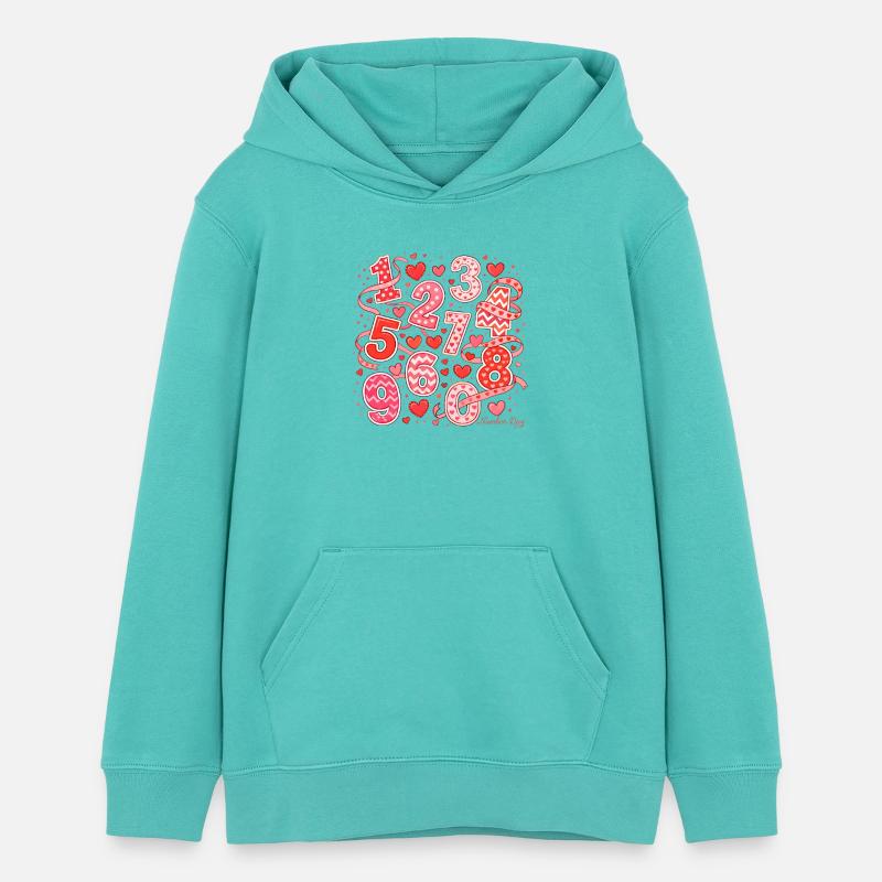 Art des Cœurs du Jour du Numéro - Sweat à capuche ado bio Stanley/Stella - bleu piscine