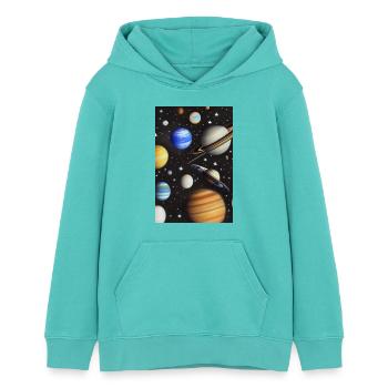 Weltall und Planeten - Teenager Organic Hoodie Mini Cruiser von Stanley/Stella - Poolblau - Vorne - AI Model Teenager Female light (150cm)