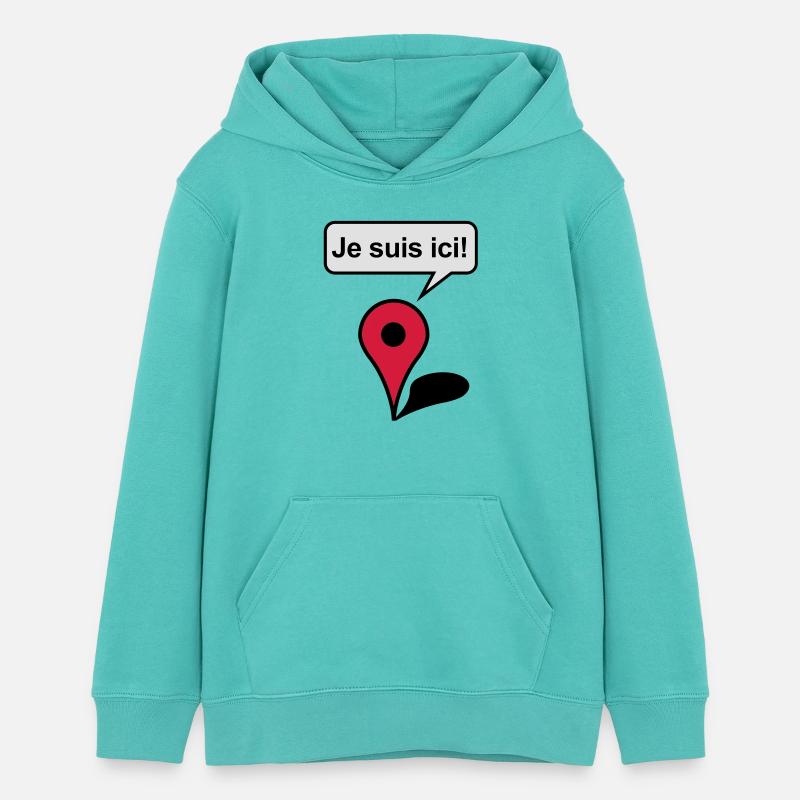 I am here! Google Maps - Teens Organic Hoodie by Stanley/Stella - pool blue