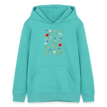 Bunte Wildblumen Illustration Natur Floral Design - Teenager Organic Hoodie Mini Cruiser von Stanley/Stella - Poolblau - Vorne - AI Model Teenager Female light (150cm)