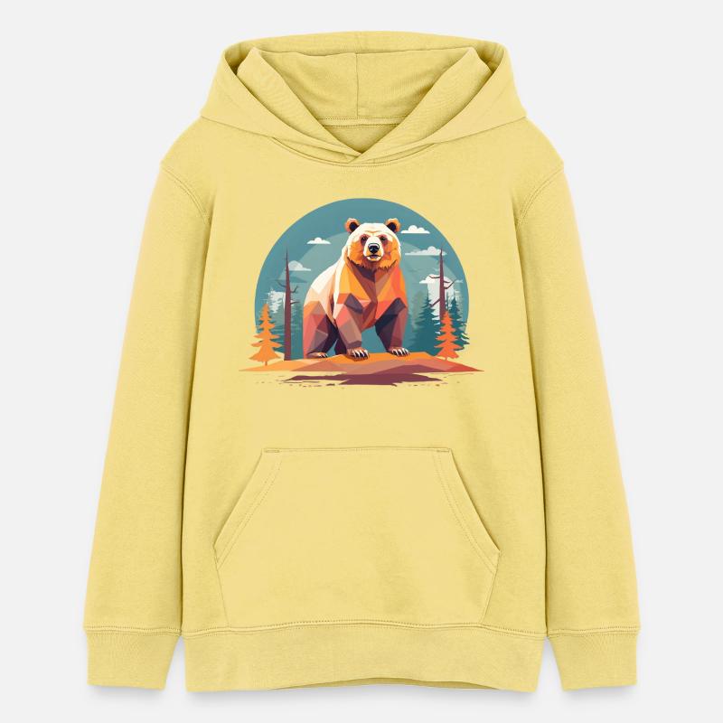 Polygone ours dans la forêt - Sweat à capuche ado bio Stanley/Stella - jaune viva 