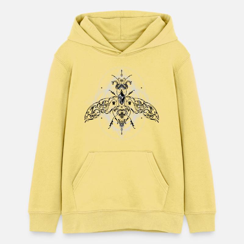 Psychedelic Insects Bug Pattern Ornament - Teens Organic Hoodie by Stanley/Stella - viva yellow