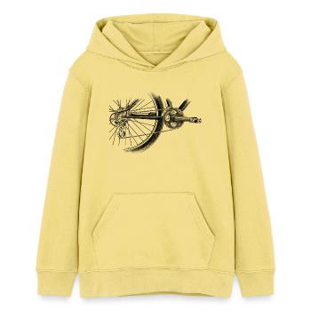 Rad - Teenager Organic Hoodie Mini Cruiser von Stanley/Stella - Gelb Viva  - Vorne - AI Model Teenager Female light (150cm)