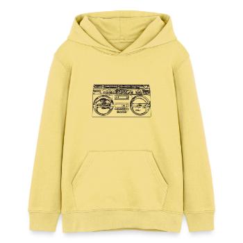 Musique hip hop - Sweat à capuche ado bio Stanley/Stella - jaune viva  - Devant - AI Model Teenager Female light (150cm)