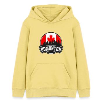 Edmonton Canada Skyline Travel Souvenir canadien F - Sweat à capuche ado bio Stanley/Stella - jaune viva  - Devant - AI Model Teenager Female light (150cm)