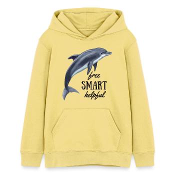 Delfin - gratuit, intelligent, utile - Sweat à capuche ado bio Stanley/Stella - jaune viva  - Devant - AI Model Teenager Female light (150cm)