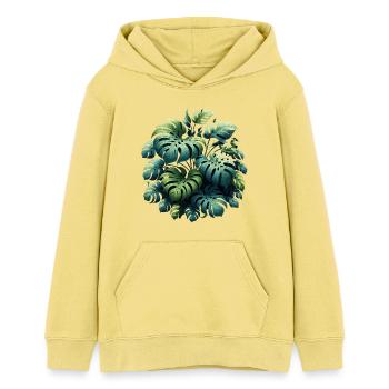 Cadeau Monstera deliciosa - Sweat à capuche ado bio Stanley/Stella - jaune viva  - Devant - AI Model Teenager Female light (150cm)