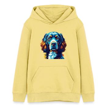 Boykin Spaniel Chien Race Coloré Dessin Animé Kawaii - Sweat à capuche ado bio Stanley/Stella - jaune viva  - Devant - AI Model Teenager Female light (150cm)