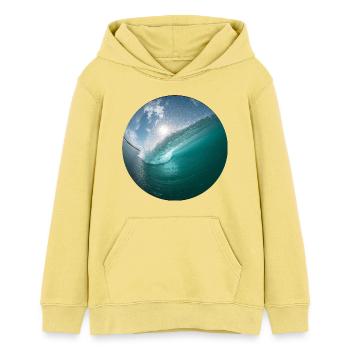 Wellenbrecher Strandmuster - Teenager Organic Hoodie Mini Cruiser von Stanley/Stella - Gelb Viva  - Vorne - AI Model Teenager Female light (150cm)