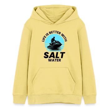 Jet Ski Aventure en eau salée - Sweat à capuche ado bio Stanley/Stella - jaune viva  - Devant - AI Model Teenager Female light (150cm)