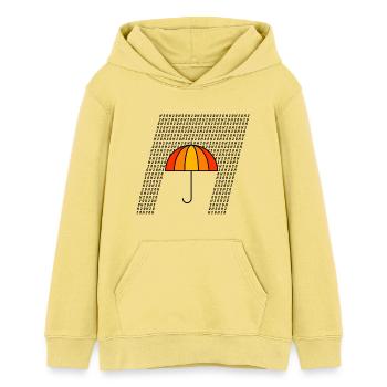 Typo Rain - Teens Organic Hoodie by Stanley/Stella - viva yellow  - Front - AI Model Teenager Female light (150cm)