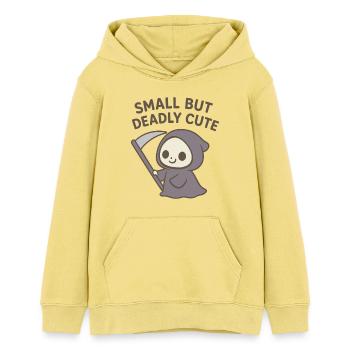 Faucheuse petite mais mortellement mignonne - Sweat à capuche ado bio Stanley/Stella - jaune viva  - Devant - AI Model Teenager Female light (150cm)