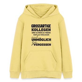 Bons collègues, difficile à trouver un emploi, adieu - Sweat à capuche ado bio Stanley/Stella - jaune viva  - Devant - AI Model Teenager Female light (150cm)