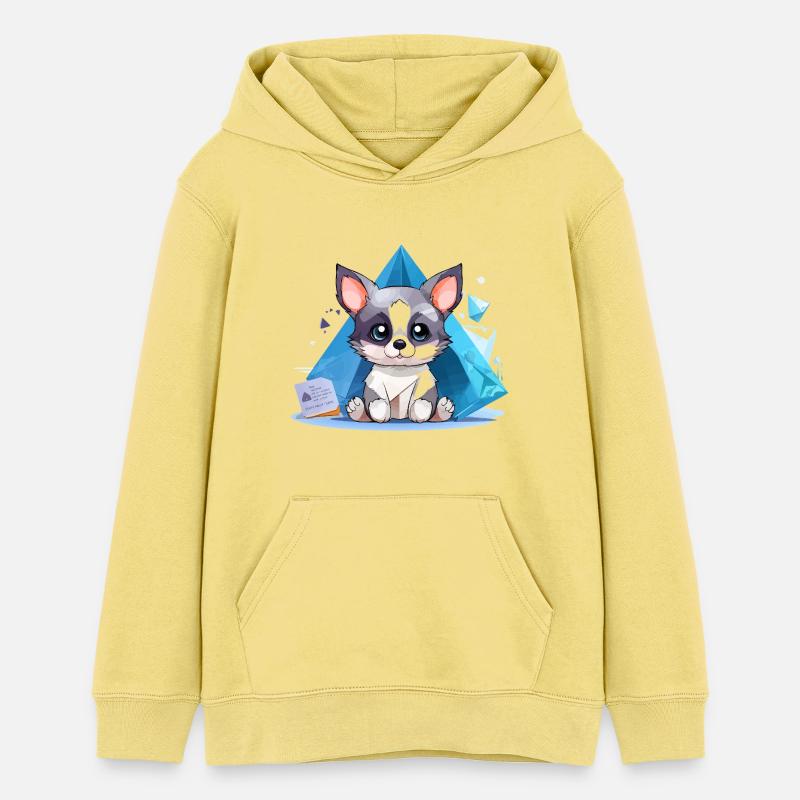 Chiot en Cristal dans le style Glace - Sweat à capuche ado bio Stanley/Stella - jaune viva