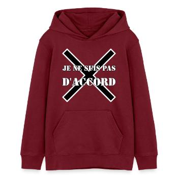 ICH BIN ANDERER MEINUNG. - Teenager Organic Hoodie Mini Cruiser von Stanley/Stella - Burgunderrot - Vorne - AI Model Teenager Male dark (155cm)