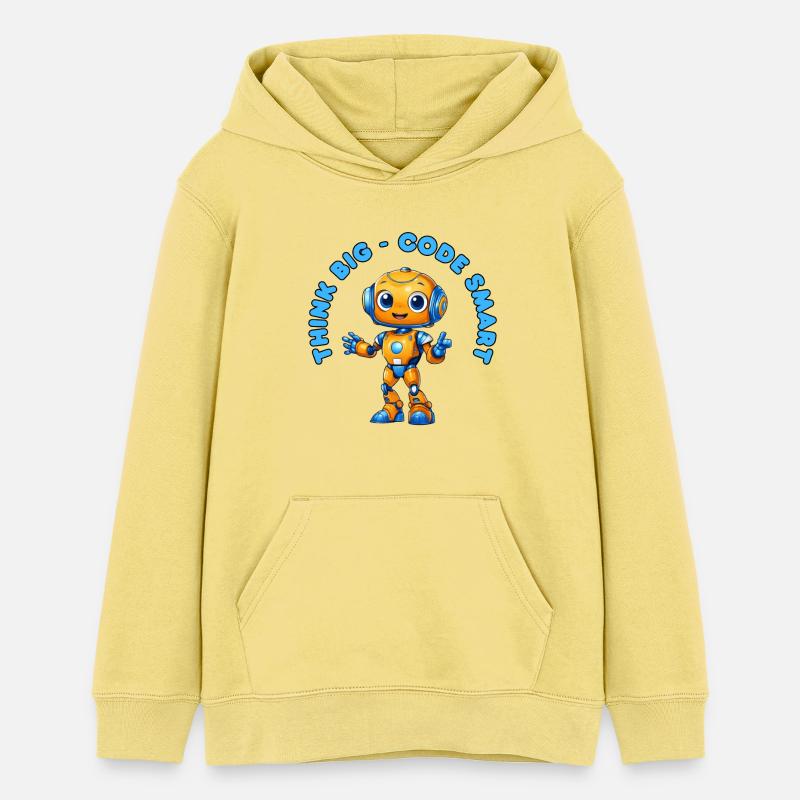 Roboter - Think big, Code Smart  - Teenager Organic Hoodie Mini Cruiser von Stanley/Stella - Gelb Viva 