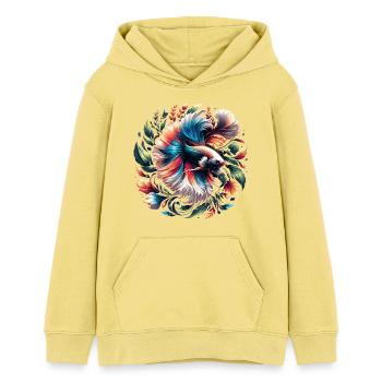 Siamesische Kampffisch, Betta splendens, Bettafan - Teenager Organic Hoodie Mini Cruiser von Stanley/Stella - Gelb Viva  - Vorne - AI Model Teenager Female light (150cm)
