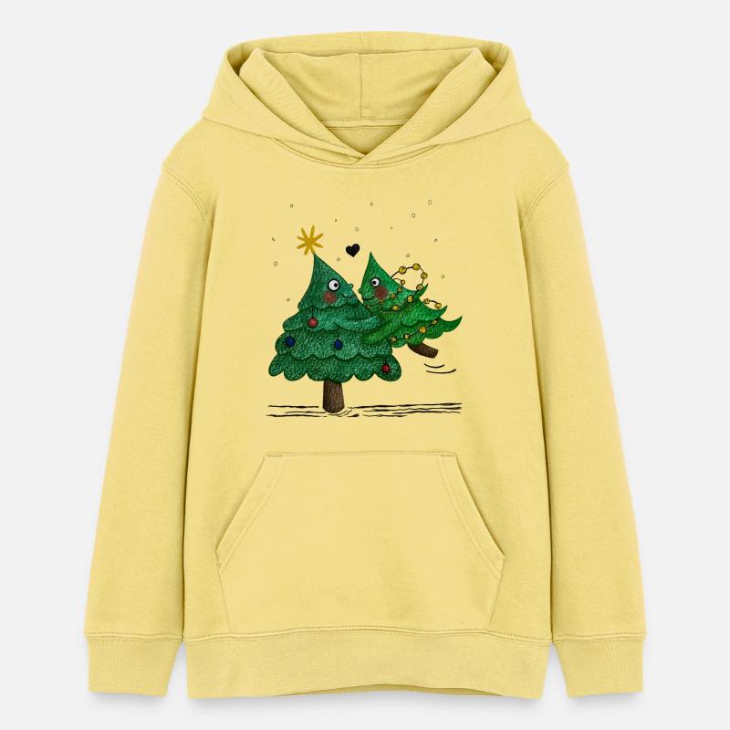 De jolis sapins de Noël - Sweat à capuche ado bio Stanley/Stella - jaune viva 