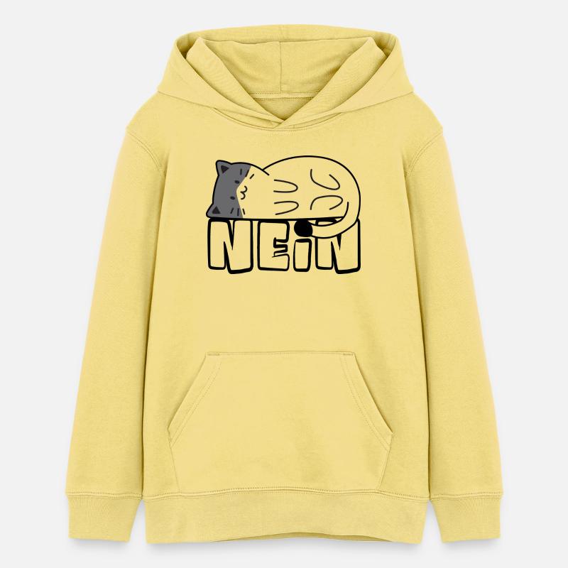 Chat câlin en mode veille No Sagerin Sager - Sweat à capuche ado bio Stanley/Stella - jaune viva