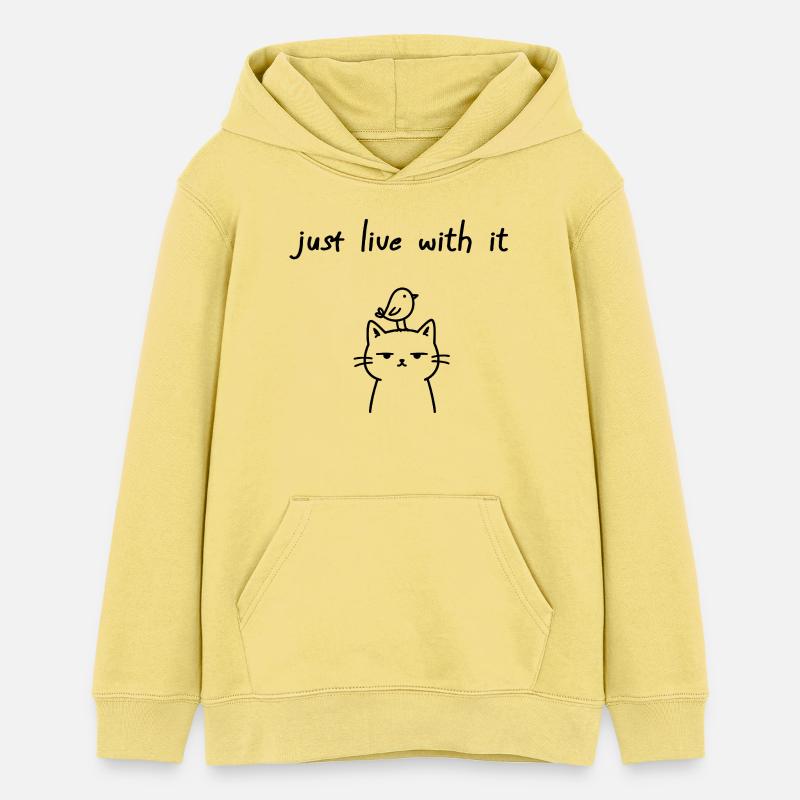 Vis avec, drôle de déclaration de chat - Sweat à capuche ado bio Stanley/Stella - jaune viva 