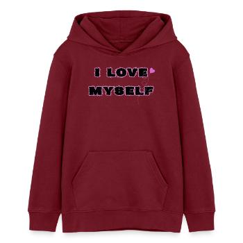 L’amour de soi, je m’aime moi-même - Sweat à capuche ado bio Stanley/Stella - bordeaux - Devant - AI Model Teenager Male dark (155cm)