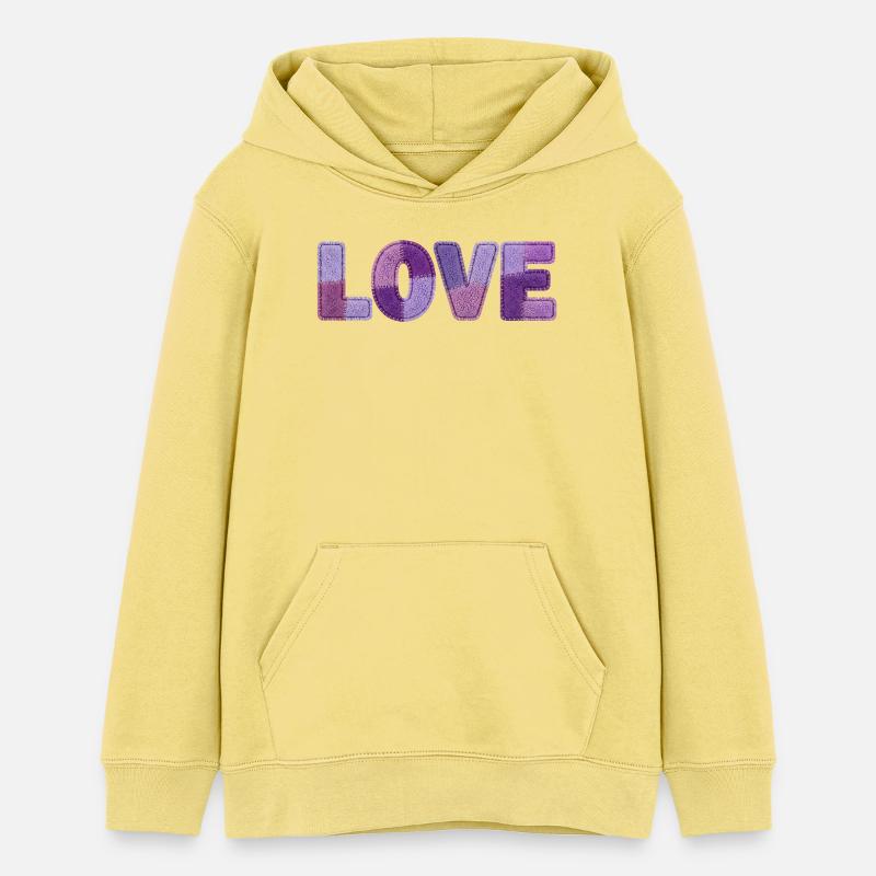 Patchwork Love – Impression tendance - Sweat à capuche ado bio Stanley/Stella - jaune viva 