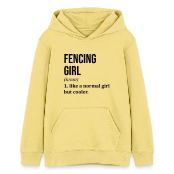 Fechten - Teenager Organic Hoodie Mini Cruiser von Stanley/Stella - Gelb Viva  - Vorne - AI Model Teenager Female light (150cm)