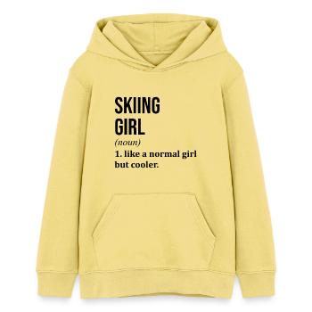 Skiing - Teens Organic Hoodie by Stanley/Stella - viva yellow  - Front - AI Model Teenager Female light (150cm)