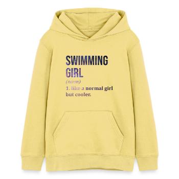 Swimming Swimming Swimming - Teens Organic Hoodie by Stanley/Stella - viva yellow  - Front - AI Model Teenager Female light (150cm)