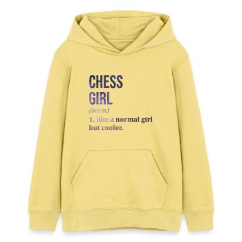 Échecs Échecs Échecs - Sweat à capuche ado bio Stanley/Stella - jaune viva  - Devant - AI Model Teenager Female light (150cm)