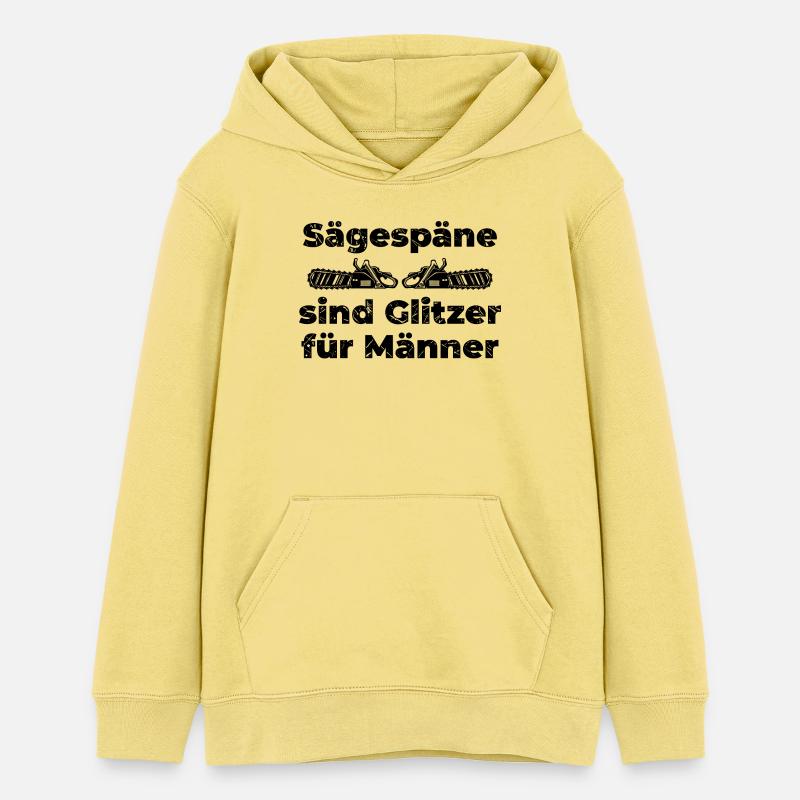 Scie bûcheron sciure déclaration boiseries - Sweat à capuche ado bio Stanley/Stella - jaune viva 
