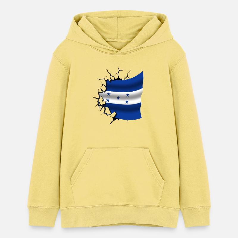 Drapeau du Honduras - Honduras - Drapeau Broken Design - Sweat à capuche ado bio Stanley/Stella - jaune viva 