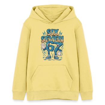 Kinder Meme 67 Six Seven 6 7 Italienisches Brainrot Shirt - Teenager Organic Hoodie Mini Cruiser von Stanley/Stella - Gelb Viva  - Vorne - AI Model Teenager Female light (150cm)