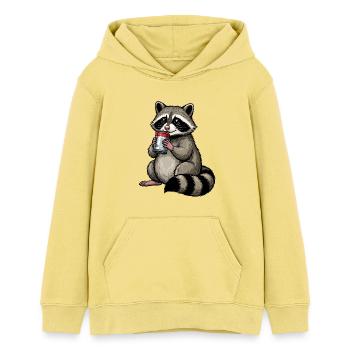 Cute Raccoon Feralcore Cartoon Shirt - Teens Organic Hoodie by Stanley/Stella - viva yellow  - Front - AI Model Teenager Female light (150cm)