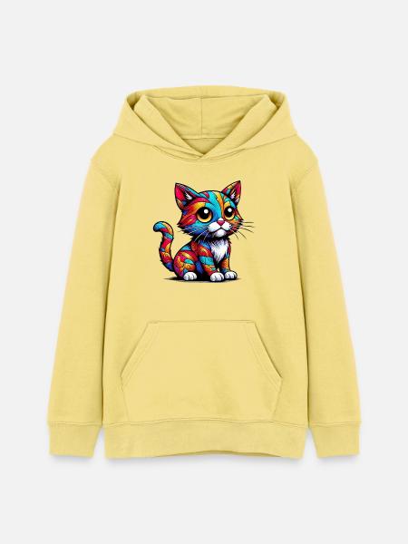 Katze - Teenager Organic Hoodie Mini Cruiser von Stanley/Stella - Gelb Viva