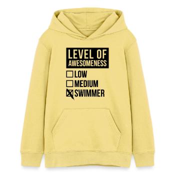 Schwimmer - Teenager Organic Hoodie Mini Cruiser von Stanley/Stella - Gelb Viva  - Vorne - AI Model Teenager Female light (150cm)