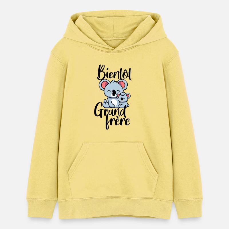 Bientôt grand frère koala - Sweat à capuche ado bio Stanley/Stella - jaune viva 