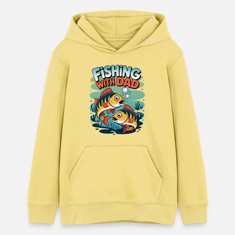 Pêcher avec papa - Sweat à capuche ado bio Stanley/Stella - jaune viva 